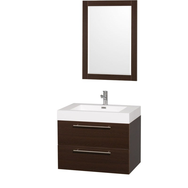 Wyndham Collection Amare 30" Wall-Mounted Bathroom Vanity Set with Integrated Sink - Espresso WC-R4100-30-VAN-ESP-