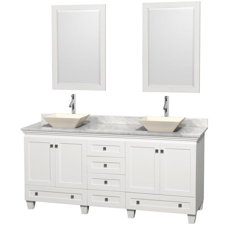 Wyndham Collection Acclaim 72" Double Bathroom Vanity for Vessel Sinks - White WC-CG8000-72-DBL-VAN-WHT