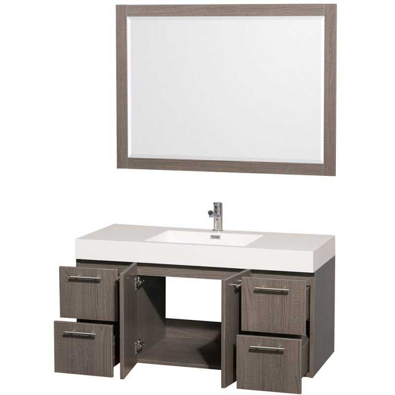 Wyndham Collection Amare 48" Wall-Mounted Bathroom Vanity Set with Integrated Sink - Gray Oak WC-R4100-48-VAN-GRO- 2