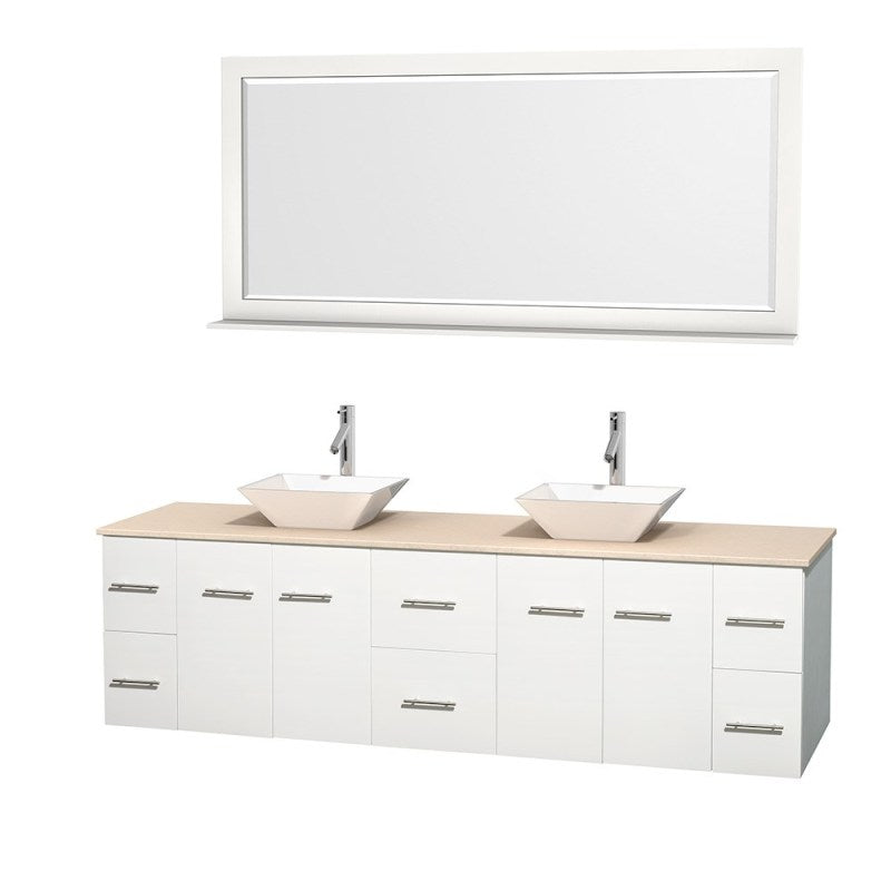 Wyndham Collection Centra 80" Double Bathroom Vanity Set for Vessel Sinks - Matte White WC-WHE009-80-DBL-VAN-WHT