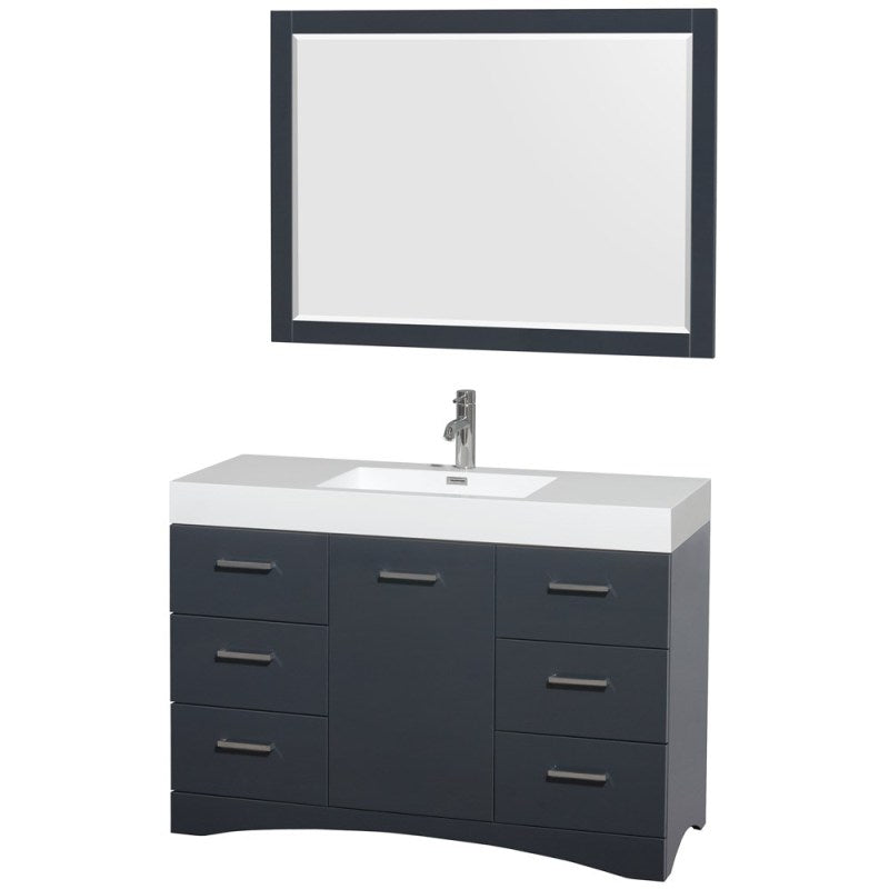 Wyndham Collection Delray 48" Bathroom Vanity Set With Integrated Sink - Clay, 46" Mirror Included WCR440048SCYARINTM46