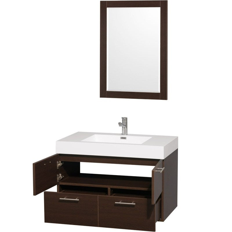 Wyndham Collection Amare 36" Wall-Mounted Bathroom Vanity Set With Integrated Sink - Espresso WC-R4100-36-VAN-ESP- 2