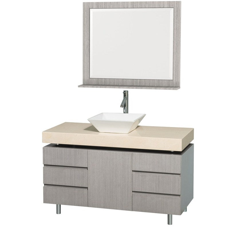 Wyndham Collection Malibu 48" Bathroom Vanity Set - Gray Oak Finish with Ivory Marble Counter WC-CG3000-48-GROAK-IVO 5