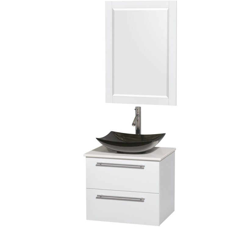 Wyndham Collection Amare 24" Wall-Mounted Bathroom Vanity Set with Vessel Sink - Glossy White WC-R4100-24-WHT 4