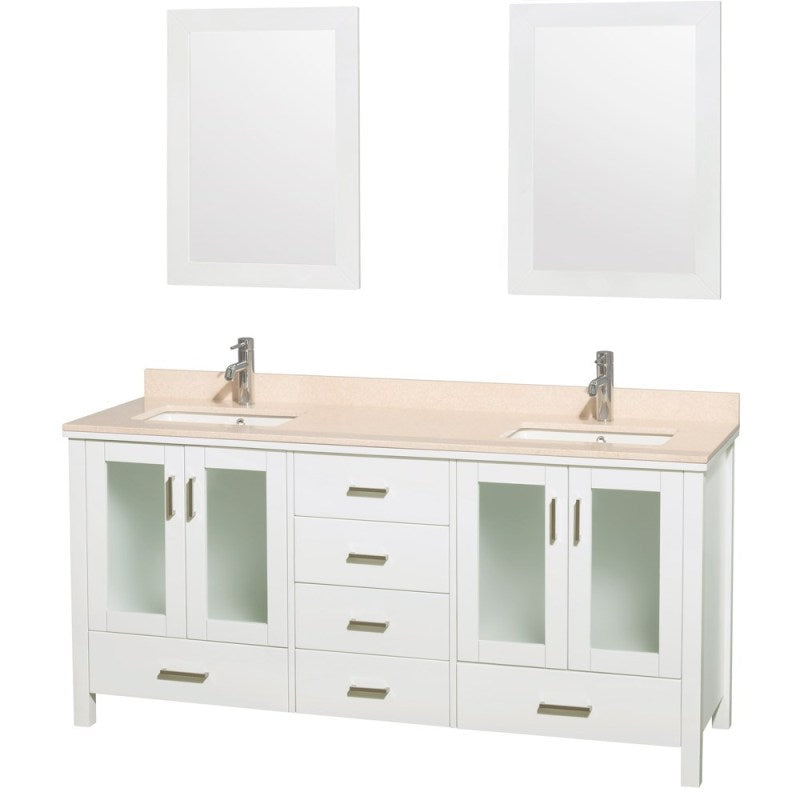 Wyndham Collection Lucy 72" Double Bathroom Vanity Set Undermount - White WC-MS015-72-WHT-UNDER 2