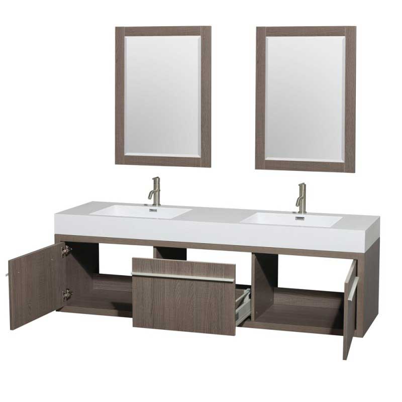 Wyndham Collection Axa 72" Wall-Mounted Bathroom Vanity Set With Integrated Sinks - Gray Oak WC-R4300-72-VAN-GRO 4
