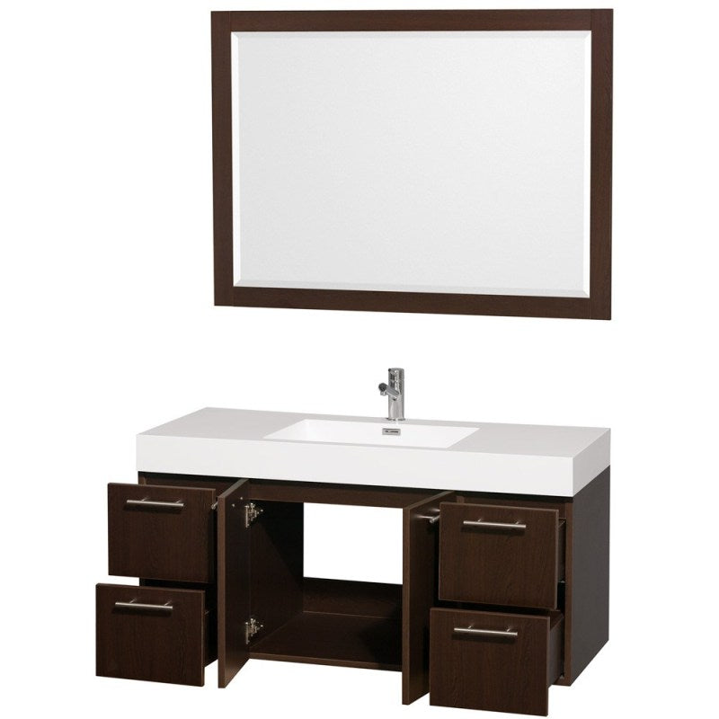 Wyndham Collection Amare 48" Wall-Mounted Bathroom Vanity Set with Integrated Sink - Espresso WC-R4100-48-VAN-ESP- 2