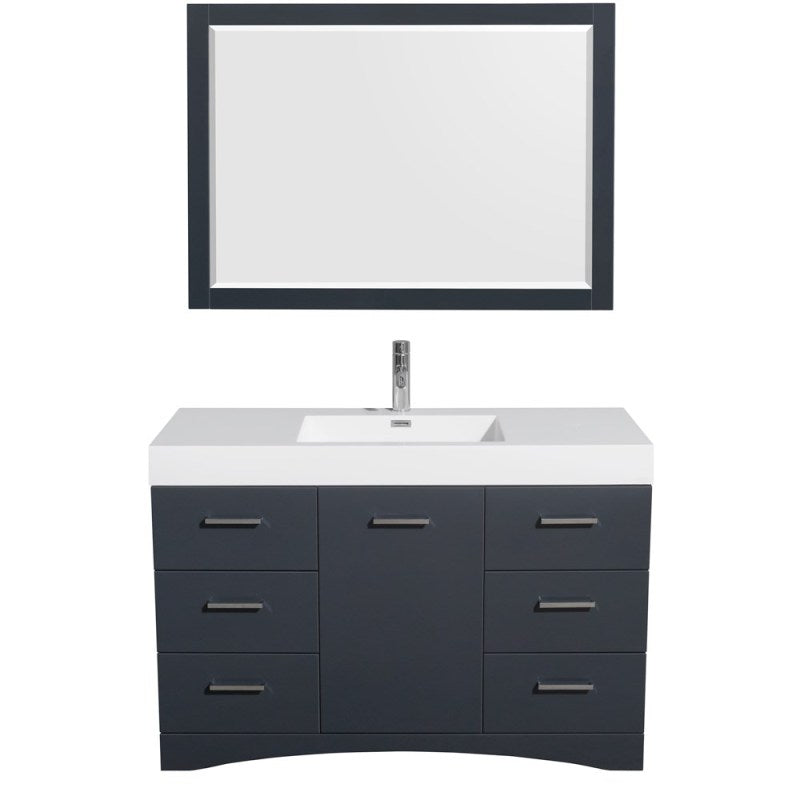 Wyndham Collection Delray 48" Bathroom Vanity Set With Integrated Sink - Clay, 46" Mirror Included WCR440048SCYARINTM46 3
