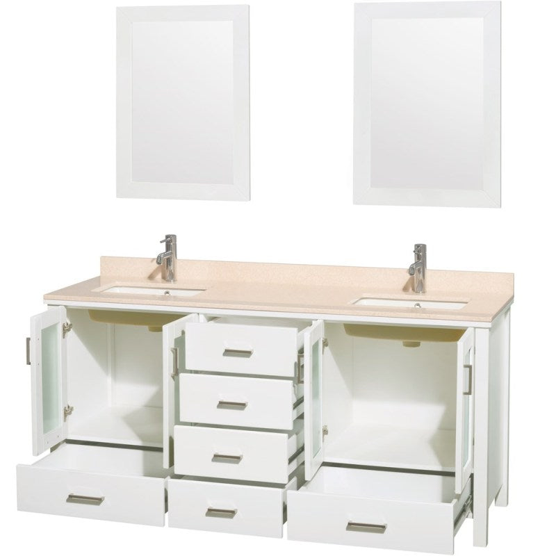 Wyndham Collection Lucy 72" Double Bathroom Vanity Set Undermount - White WC-MS015-72-WHT-UNDER 3
