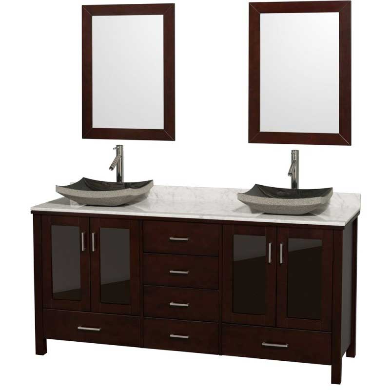 Wyndham Collection Lucy 72" Double Bathroom Vanity Set with Vessel Sinks - Espresso WC-MS015-72-ESP-OVER