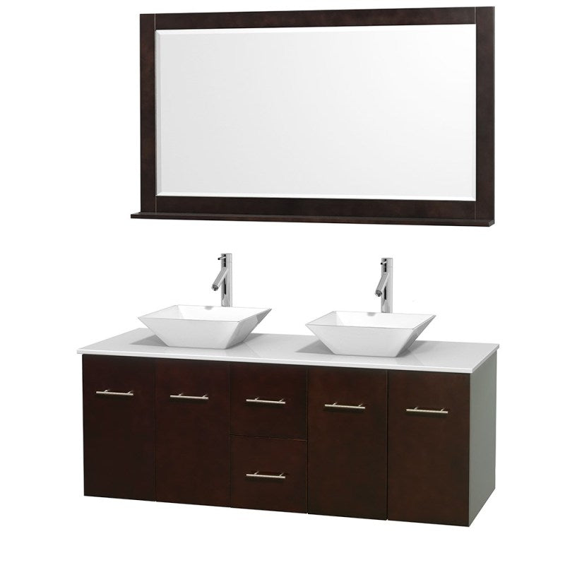 Wyndham Collection Centra 60" Double Bathroom Vanity Set for Vessel Sinks - Espresso WC-WHE009-60-DBL-VAN-ESP
