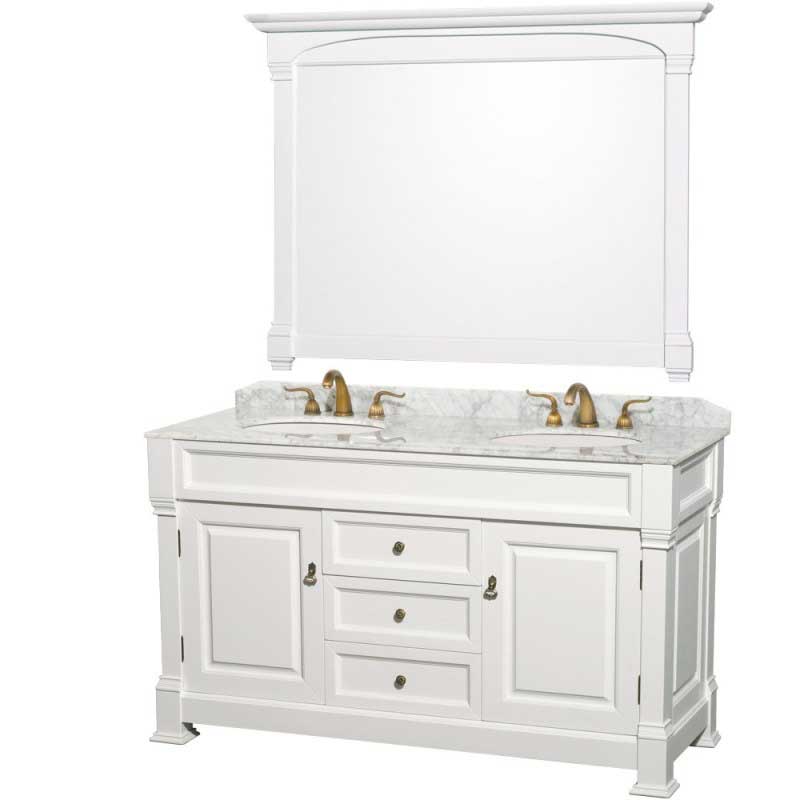 Wyndham Collection Andover 60" Traditional Bathroom Double Vanity Set - White WC-TD60-WHT 3