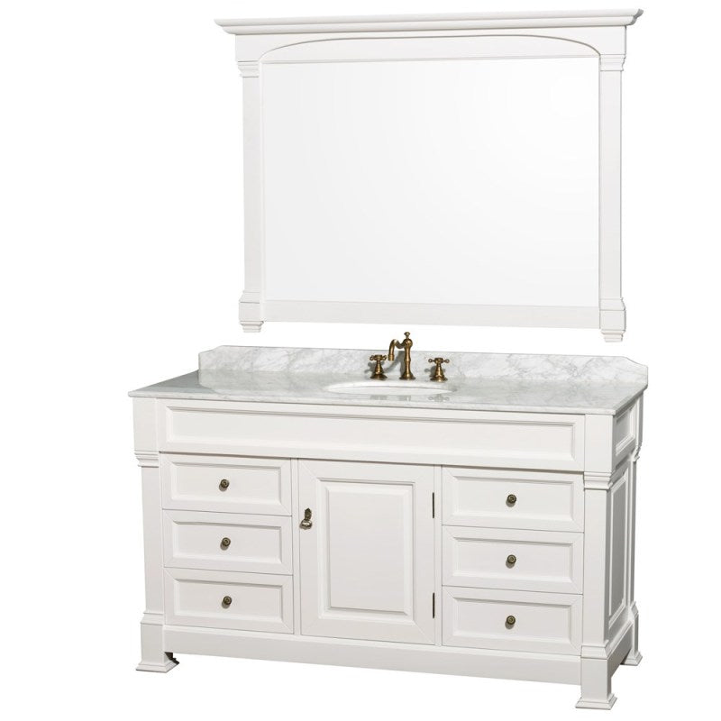 Wyndham Collection Andover 60" Traditional Bathroom Vanity Set - White WC-TS60-WHT