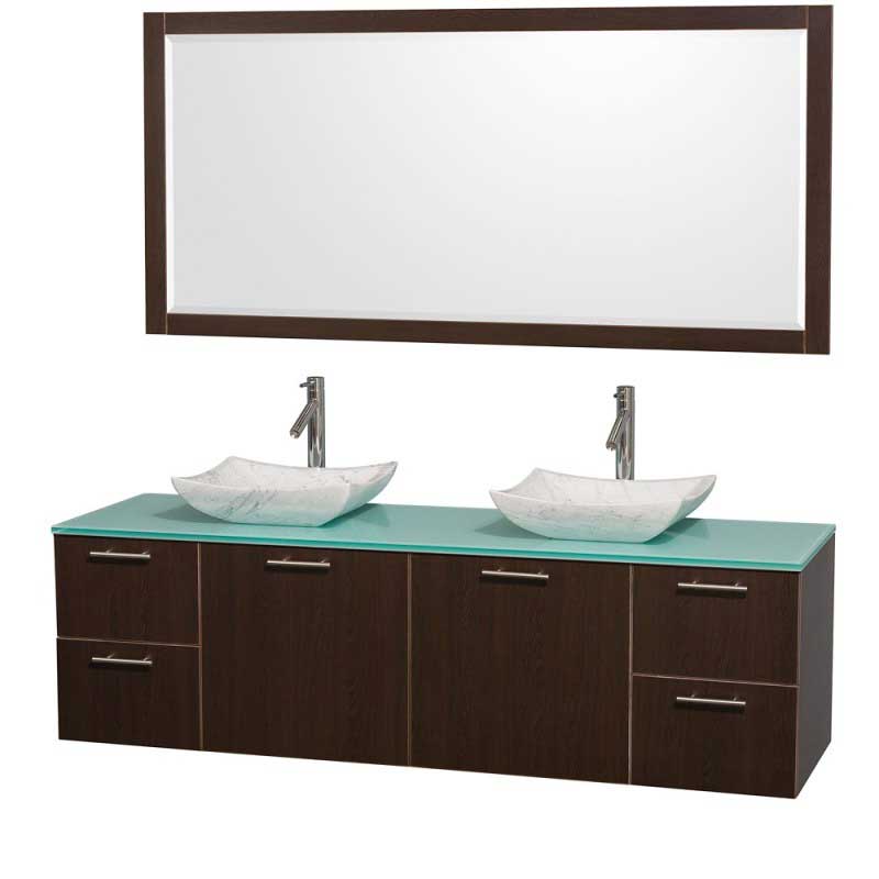 Wyndham Collection Amare 72" Wall-Mounted Double Bathroom Vanity Set with Vessel Sinks - Espresso WC-R4100-72-ESP-DBL 7