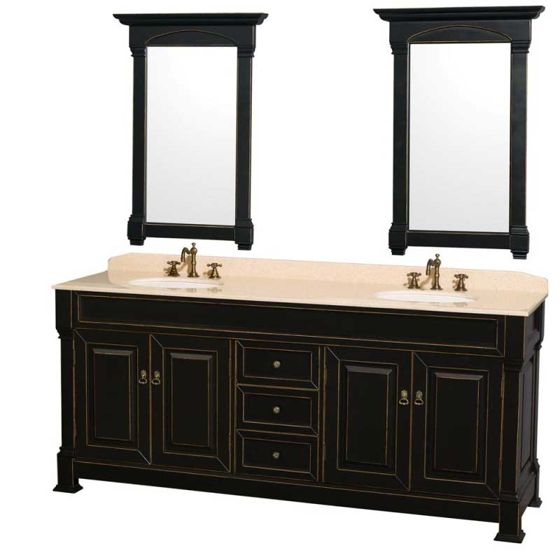 Wyndham Collection Andover 80" Traditional Bathroom Double Vanity Set - Black WC-TD80-BLK 3