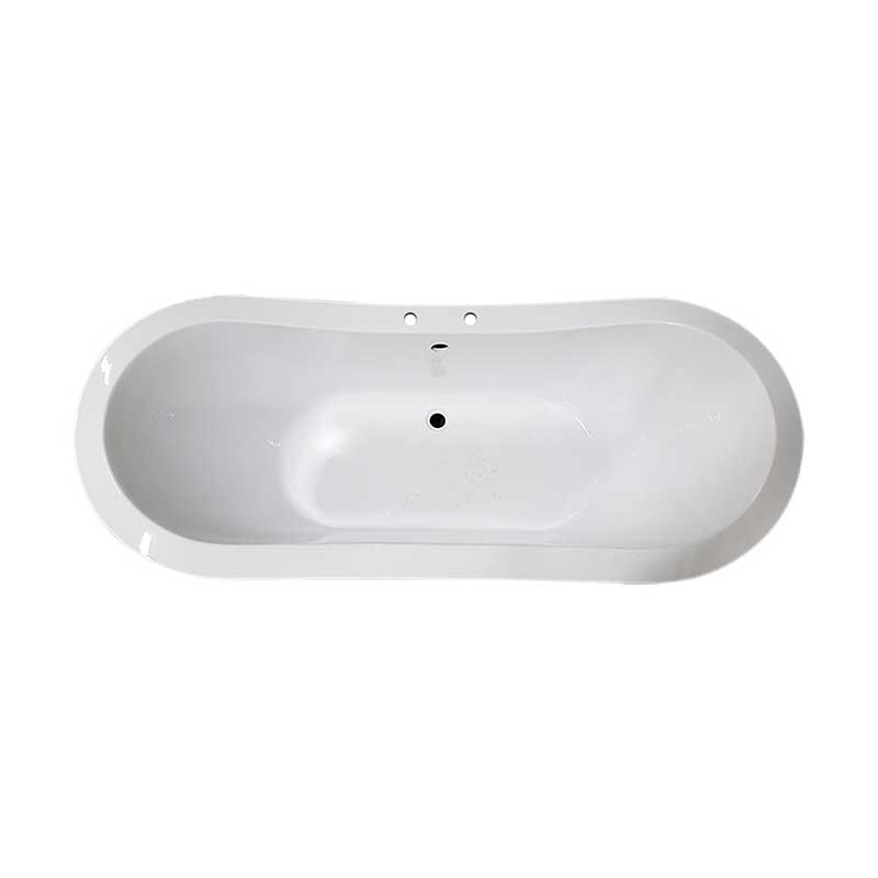 Cambridge Plumbing Extra Large Acrylic Double Slipper Clawfoot Tub, Polished Chrome Feet and Deck Mount Faucet Holes 2