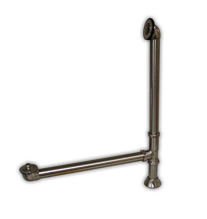 Cambridge Plumbing Modern Lift & Turn Tub Drain with Overflow Assembly-Brushed Nickel