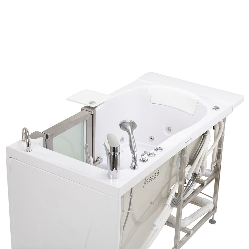 Ella Elite 30"x52" Acrylic Air and Hydro Massage and Heated Seat Walk-In Bathtub with Right Inward Swing Door, 2 Piece Fast Fill Faucet, 2" Dual Drain 12