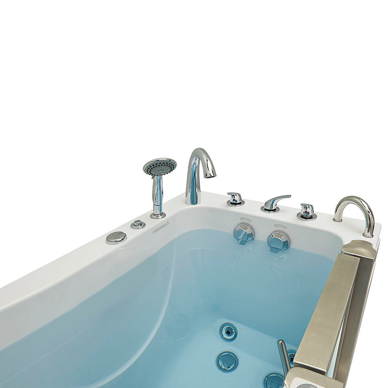 Ella Peitite 28"x52" Acrylic Hydro Massage Walk-In Bathtub with Right Inward Swing Door, 5 Piece Fast Fill Faucet, 2" Dual Drain 7