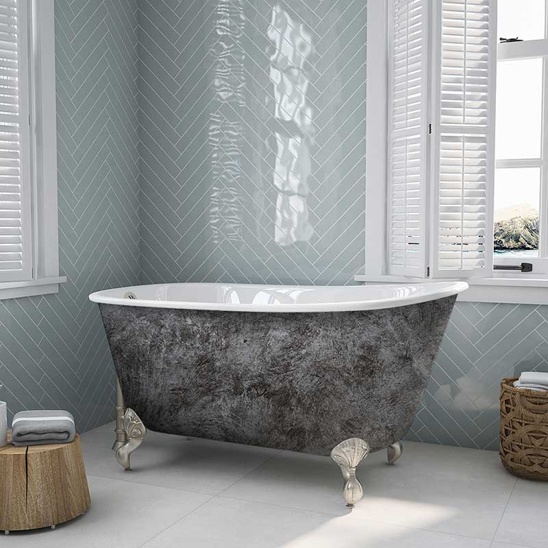 Cambridge Plumbing Scorched Platinum 58” Swedish Clawfoot Tub With Brushed Nickel Feet