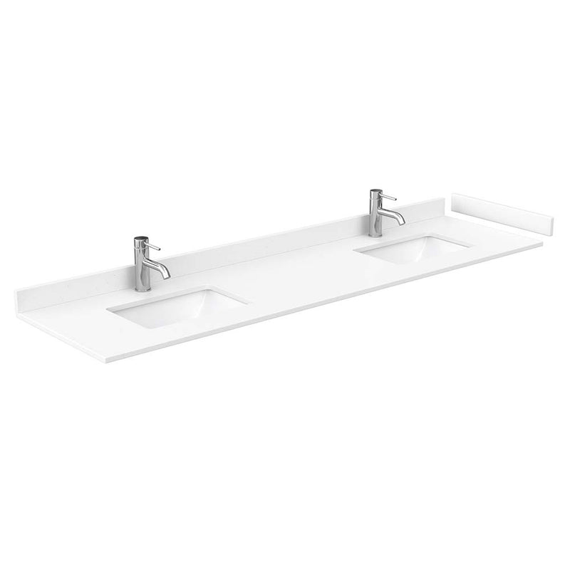 Avery 80 Inch Double Bathroom Vanity in White - Polished Chrome Trim - 43