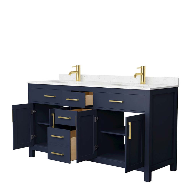 Beckett 66 Inch Double Bathroom Vanity in Dark Blue - 2