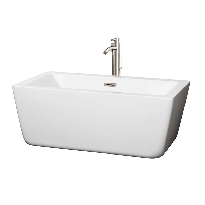 Laura 59 Inch Freestanding Bathtub in White - 17