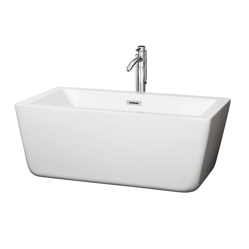 Laura 59 Inch Freestanding Bathtub in White - 22