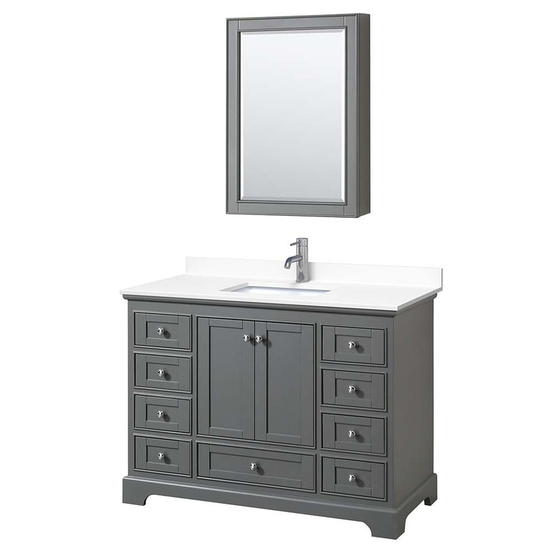 Deborah 48 Inch Single Bathroom Vanity in Dark Gray - 46