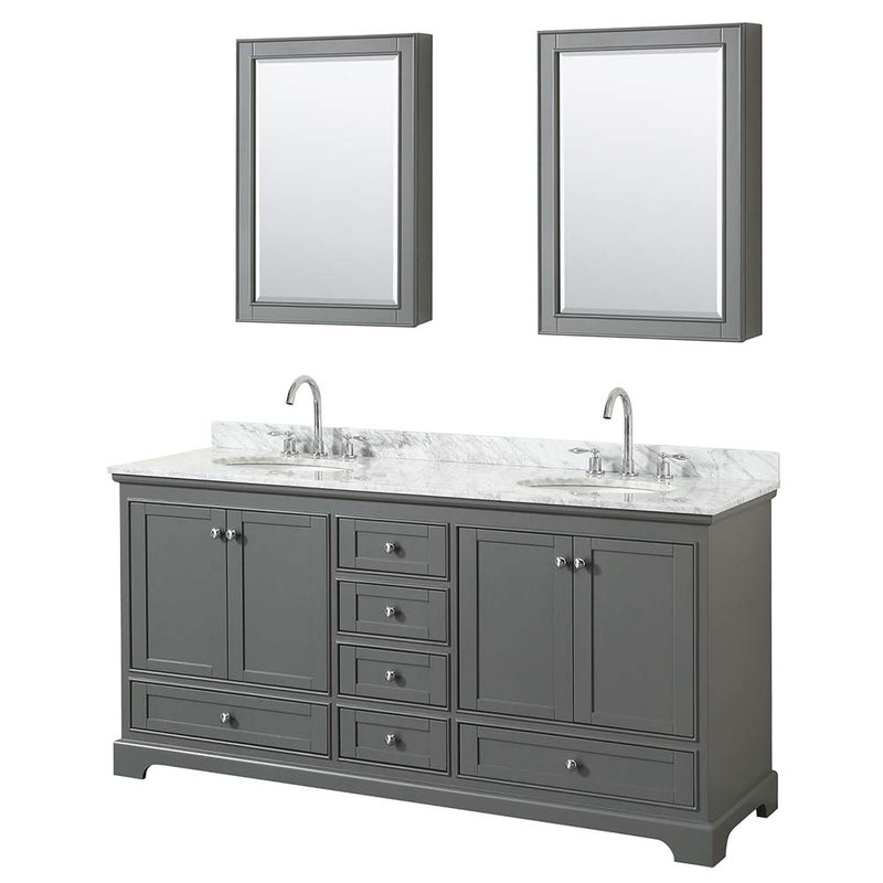 Deborah 72 Inch Double Bathroom Vanity in Dark Gray - 49