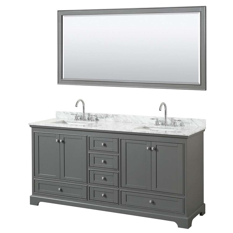 Deborah 72 Inch Double Bathroom Vanity in Dark Gray - 59