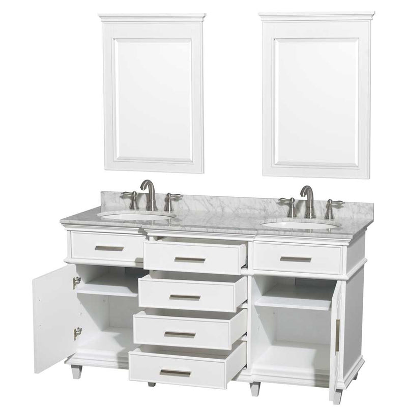 Berkeley 60 Inch Double Bathroom Vanity in White - 9