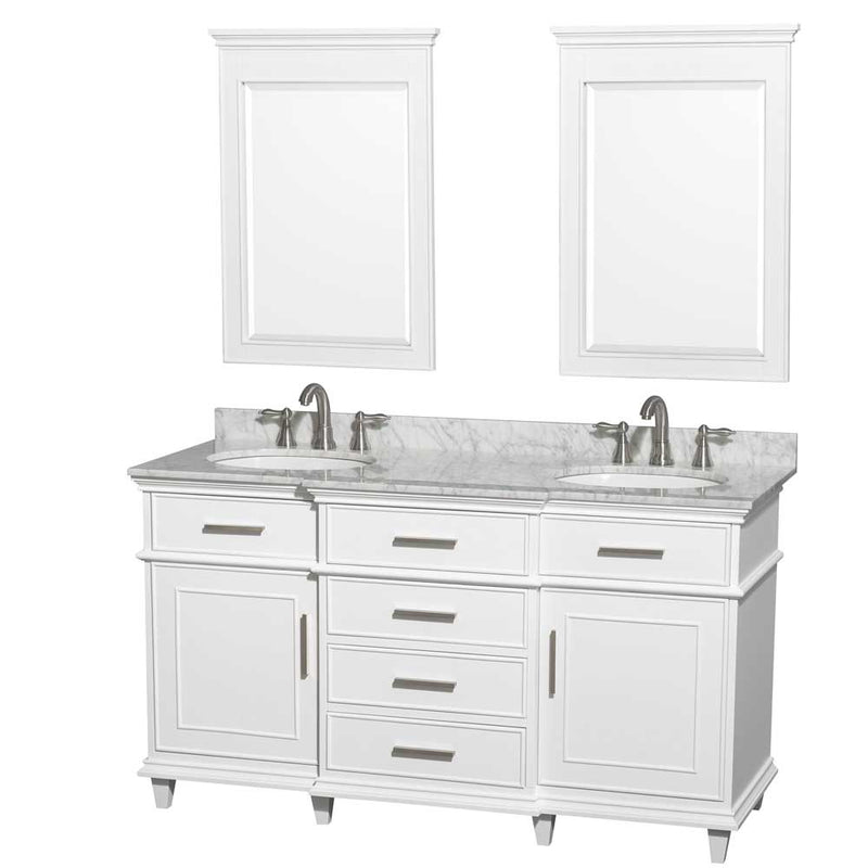 Berkeley 60 Inch Double Bathroom Vanity in White - 8