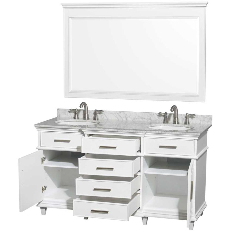 Berkeley 60 Inch Double Bathroom Vanity in White - 11