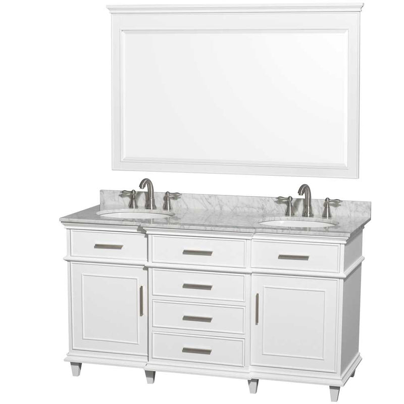 Berkeley 60 Inch Double Bathroom Vanity in White - 10