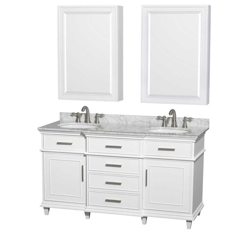 Berkeley 60 Inch Double Bathroom Vanity in White - 5