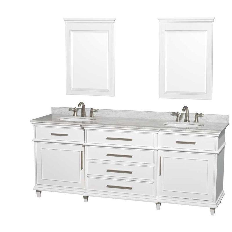 Berkeley 80 Inch Double Bathroom Vanity in White - 8