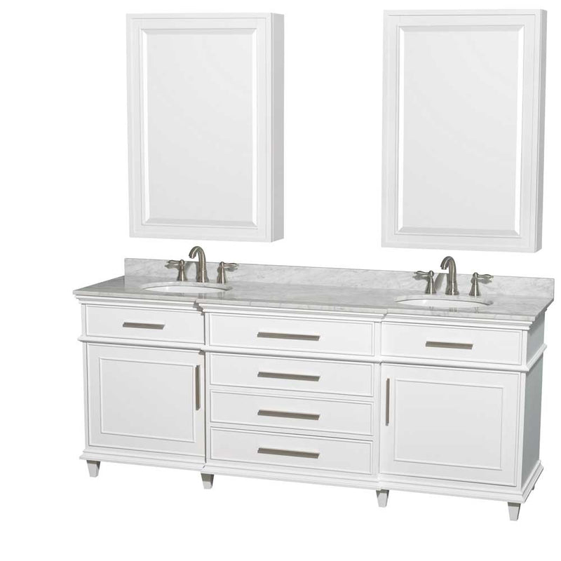 Berkeley 80 Inch Double Bathroom Vanity in White - 5