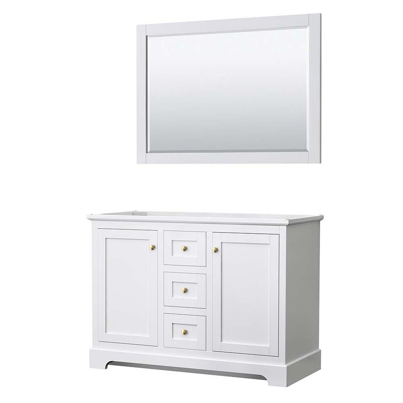 Avery 48 Inch Double Bathroom Vanity in White - Brushed Gold Trim - 2