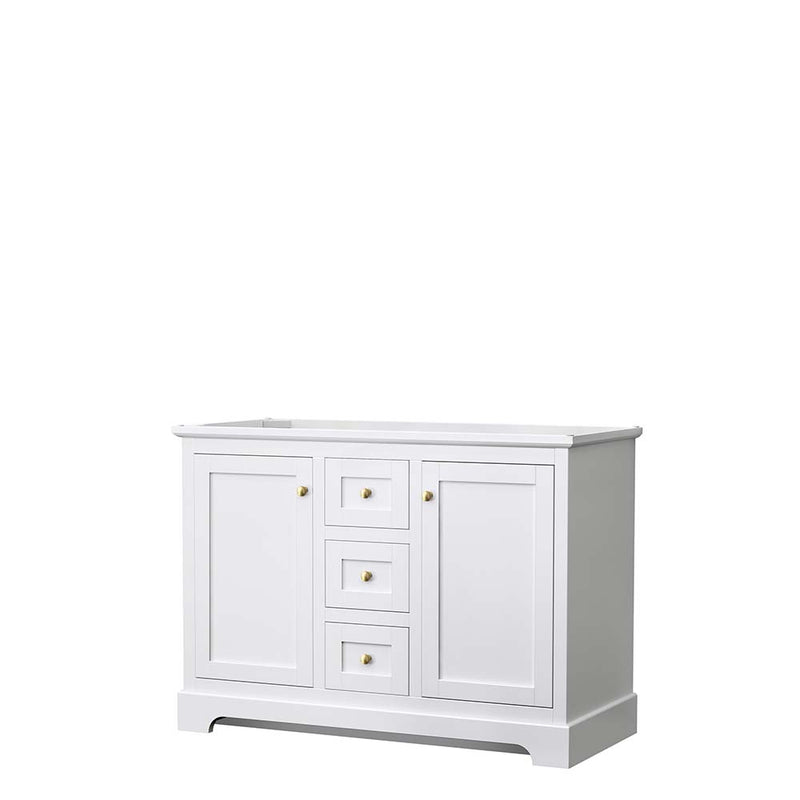 Avery 48 Inch Double Bathroom Vanity in White - Brushed Gold Trim