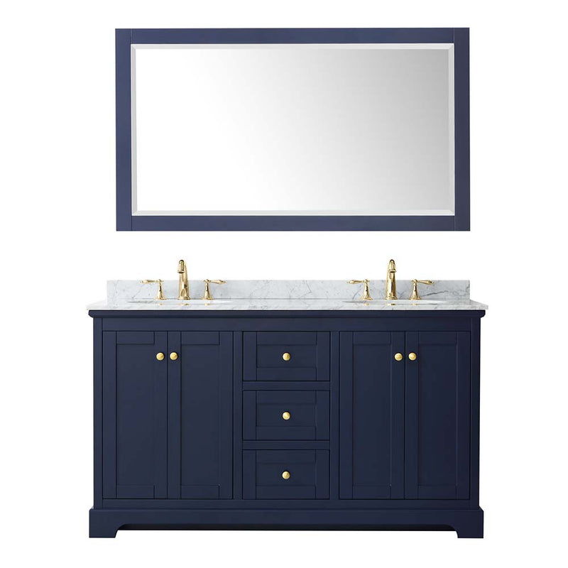 Avery 60 Inch Double Bathroom Vanity in Dark Blue - 18