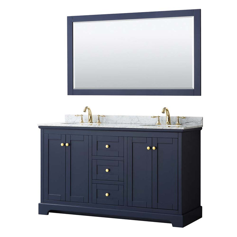 Avery 60 Inch Double Bathroom Vanity in Dark Blue - 16