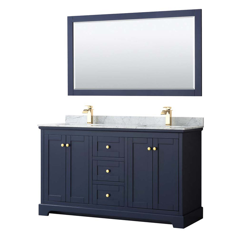 Avery 60 Inch Double Bathroom Vanity in Dark Blue - 23