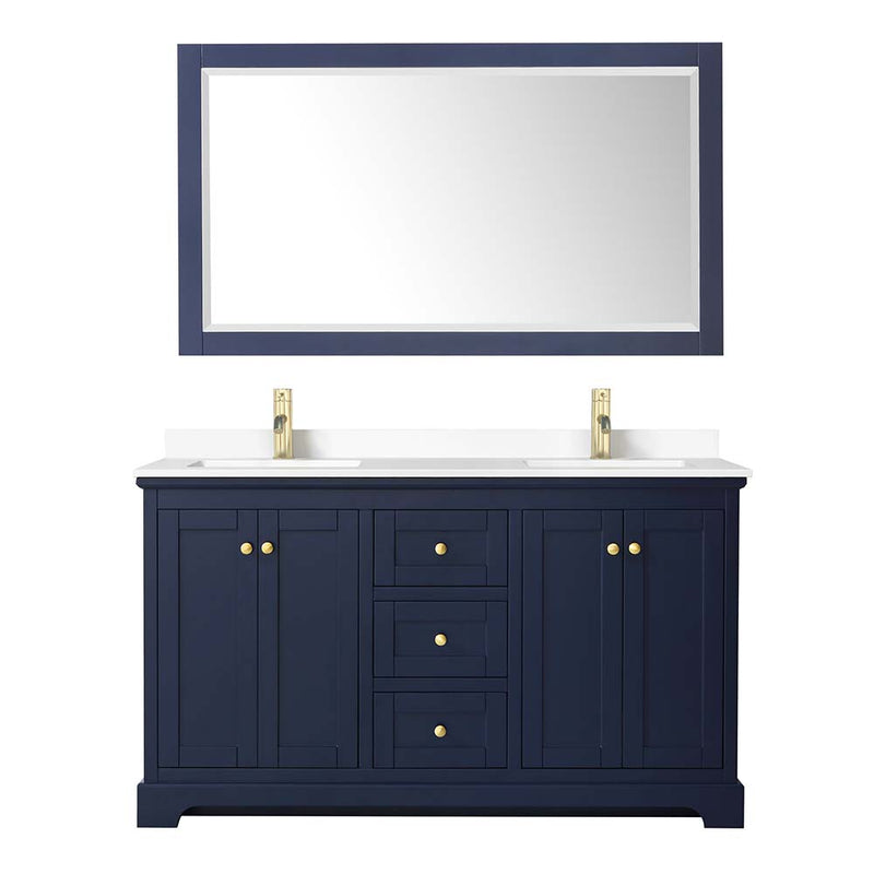 Avery 60 Inch Double Bathroom Vanity in Dark Blue - 32