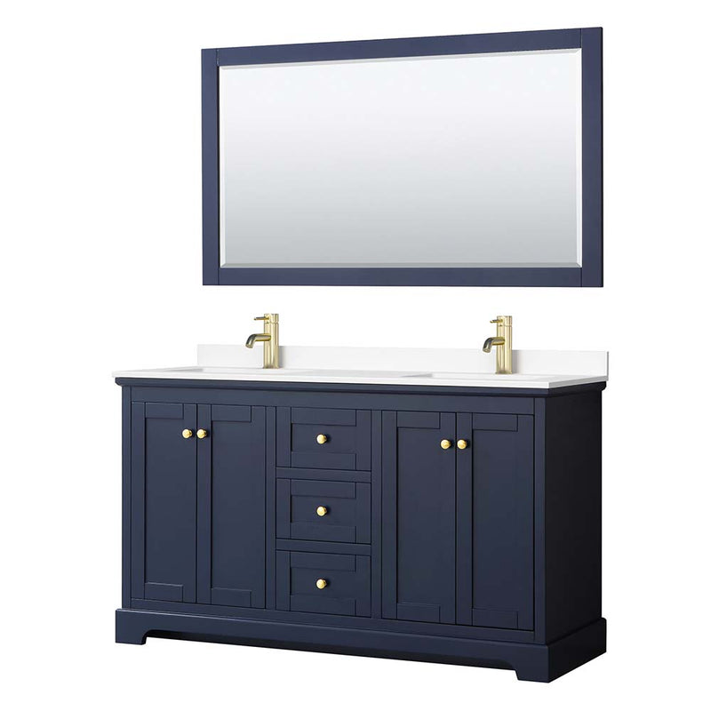 Avery 60 Inch Double Bathroom Vanity in Dark Blue - 31