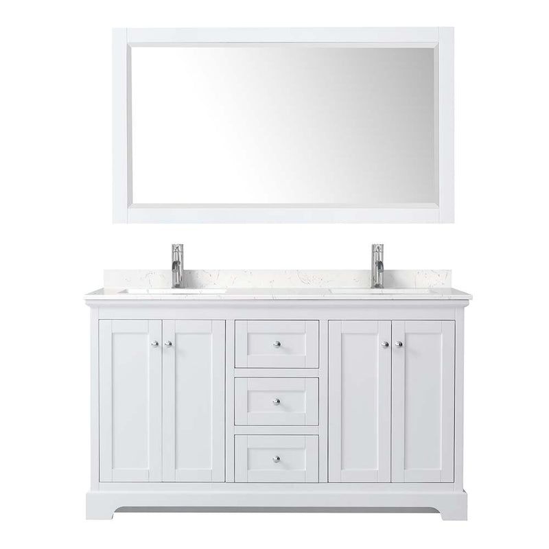 Avery 60 Inch Double Bathroom Vanity in White - Polished Chrome Trim - 9