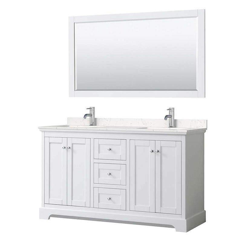 Avery 60 Inch Double Bathroom Vanity in White - Polished Chrome Trim - 8