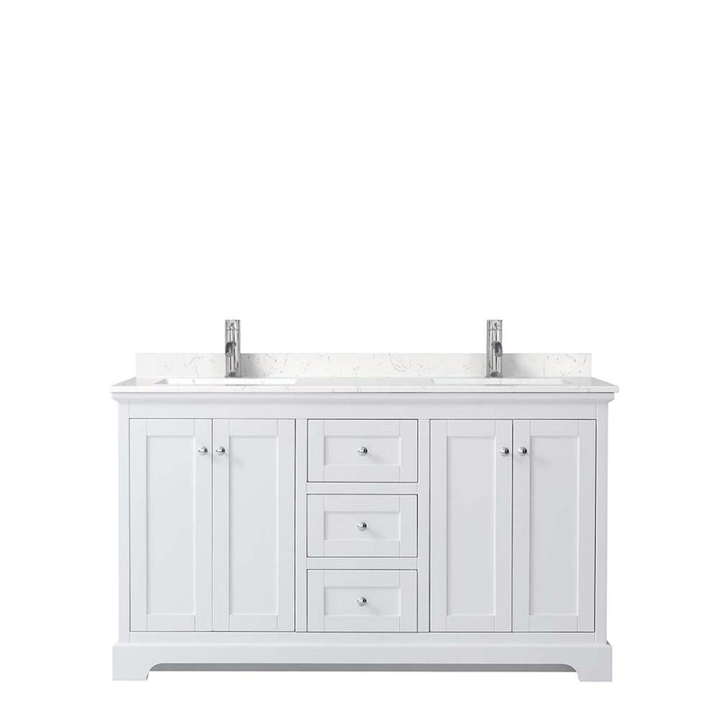 Avery 60 Inch Double Bathroom Vanity in White - Polished Chrome Trim - 5