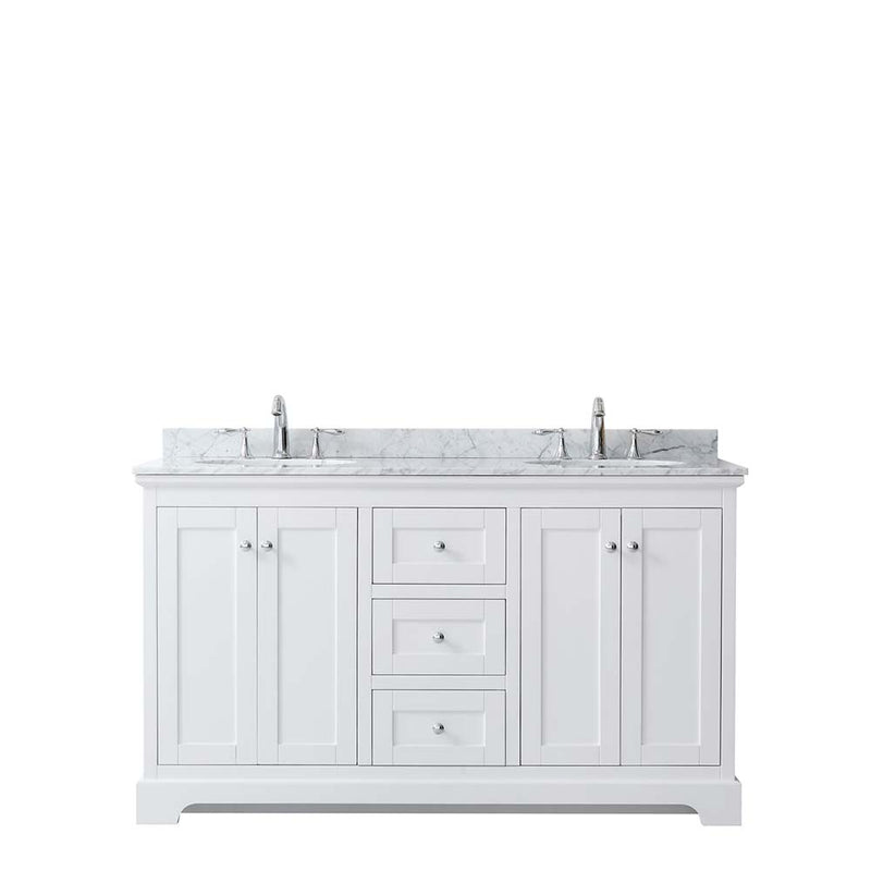 Avery 60 Inch Double Bathroom Vanity in White - Polished Chrome Trim - 15