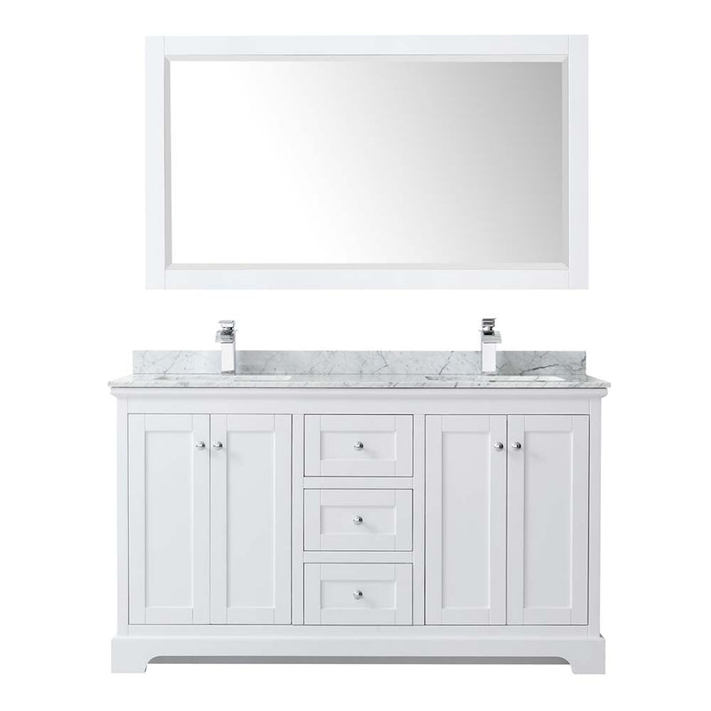 Avery 60 Inch Double Bathroom Vanity in White - Polished Chrome Trim - 25